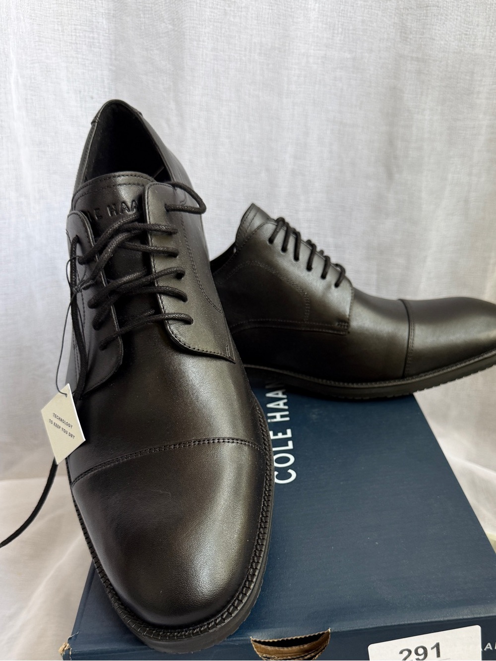 Cole Haan Black Leather Cap-Toe Oxford Shoes